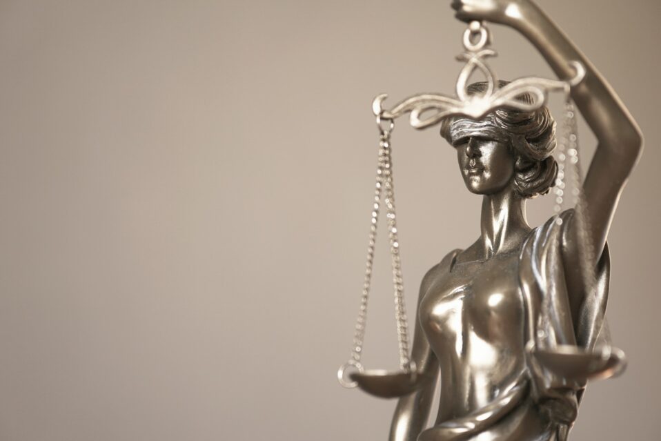 blindfolded lady justice or justitia bronze statue